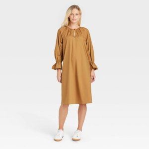 Women's Balloon Long Sleeve Dress - Who What Wear, Dark Brown Medium